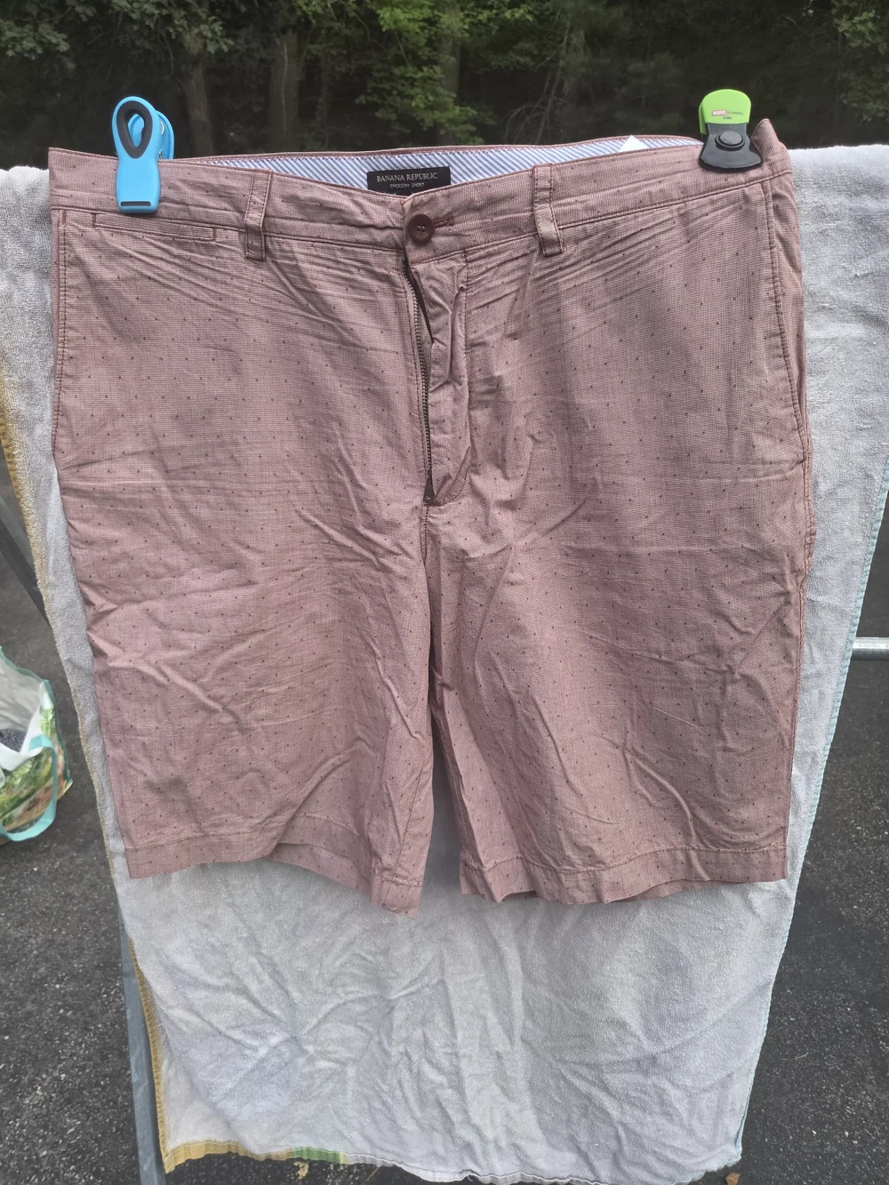 Banana Republic Men's Red Micro-Pattern Flat Front Shorts